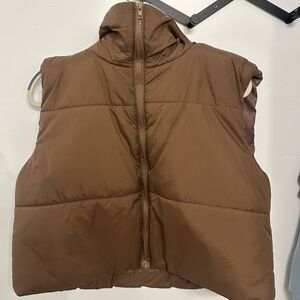 Brown puffer vest